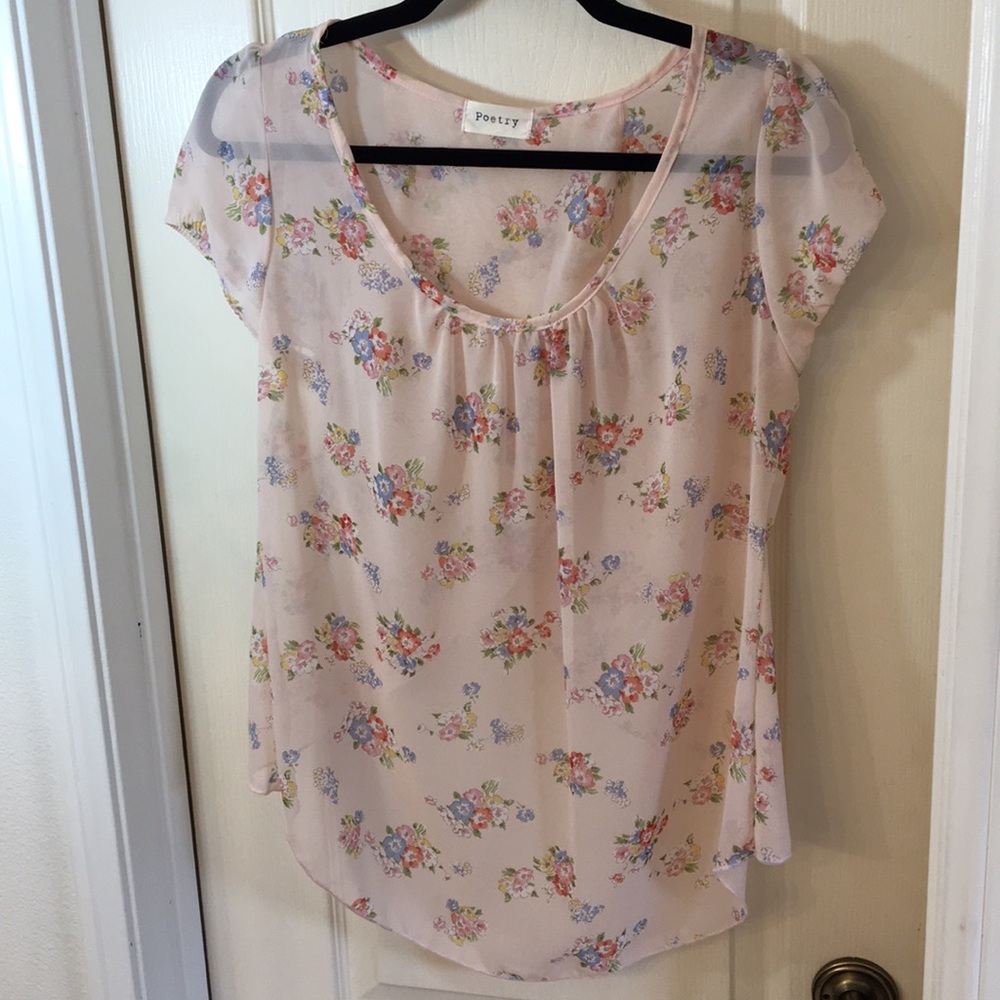 💋Crossback cream/blush flower print overlay top